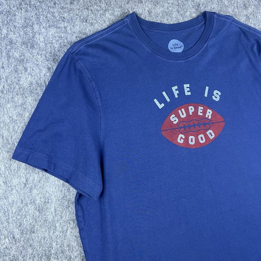 Life Is Good Men's Crusher Tee Classic Fit Football 100% Cotton Blue Size XL - Picture 2 of 12